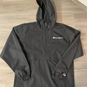 Black Champion Half Zip Pullover Hoodie